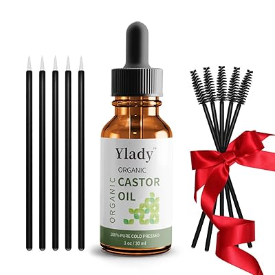 Organic Castor Oil Cold-Pressed 100% Pure Hexane-Free Boost Growth For Eyelashes, Hair, Eyebrows, Nails, Face and Skin 1oz 30ml
