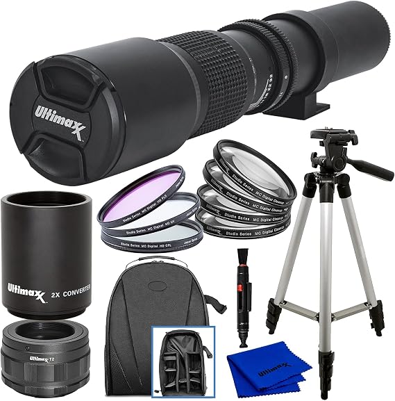 Ultimaxx High-Power 500mm f/8 (1000mm w/ 2X Converter) Manual Multi-Coated Preset Telephoto Lens Kit for Nikon Z50, Z6, and Z7 Z-Mount Cameras - Includes: T-Mount to Z-Mount Adapter & More