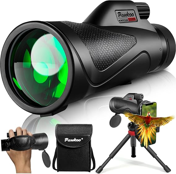 Pankoo HD 12x60 Monocular Telescope High Powered with Smartphone Adapter Tripod and Portable Bag, Larger Vision Monoculars for Adults with BAK4 Prism & FMC Lens, Suitable for Outdoor Watching, Travel