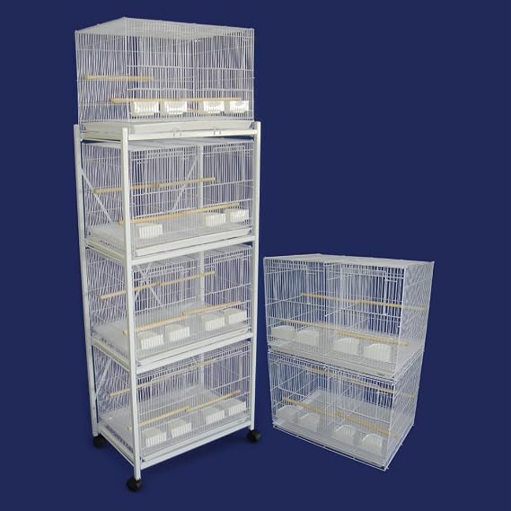 Six Small Bird Cage with 4 Feeder Doors Color: White
