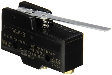 Omron Z-15GW-B General Purpose Basic Switch, Hinge Lever, Low OF, Screw Terminal, 0.5mm Contact Gap, 15A Rated Current