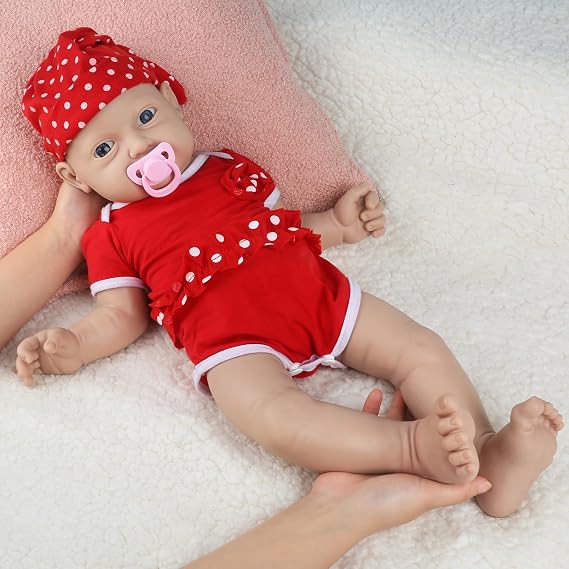 IVITA 14 inch Magnetic Silicone Baby Dolls Girl Weighted 4 lb,[NOT Vinyl],Silicone Full Body Reborn Lifelike Realistic Real Life Newborn Soft Babies with Feeding Kit & Gift Box for Kid Age 3+