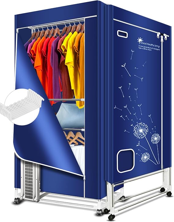 Heated Clothes Airer, 1600W-1.7 Meter Electric Clothes Dryer (Anion) with 12 Hangers, 3-Tier Foldable Rack, Electric Heated Clothes Airer with 360 Mins Timer for Indoor, Apartment,RV [Energy Class A]