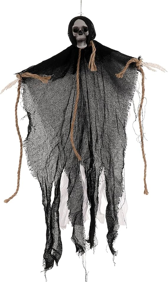 Hanging Skeleton Decoration, 75cm Scary Ghouls Hung from Ceiling, Haunted House Prop Decor, Halloween Outdoor Indoor Decor Black B