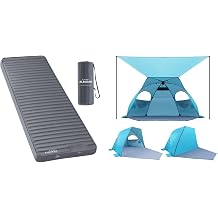 Elegear Air & Foam Camping Sleeping Pad & Beach Tent with Canopy 4-6 Person Blue Bundle