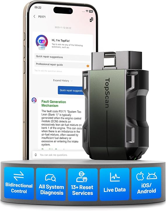 TOPDON TopScan Pro OBD2 Scanner Bluetooth Bidirectional scan with 13 Resets