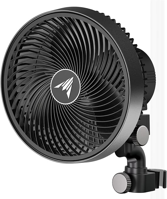 AC Infinity CLOUDRAY S9 Grow Tent Clip Fan 9. | Redesigned Long-Life EC Motor, 10 Dynamic Wind Speeds, 10-Level Oscillation, IP-54 Weatherproof for Hydroponics, Cooling