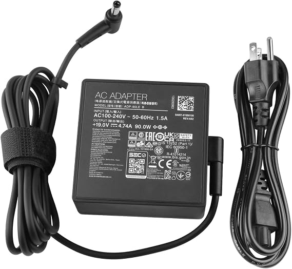 19V 4.74A 90W Charger Adapter Compatible with Asus K55D K55N K55VD K55VM F75A F75VD F75VB A55D A55DE A55DR A55VD X54C R704 R704A R704VB R704VC R704VD K75VJ N73SV X53E X53Z