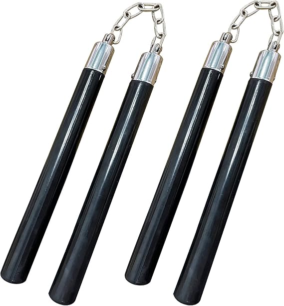 Nunchucks Safe Solid Rubber Training Nunchucks Nunchakus with Steel Chain and Bearing Ball System only for beginners ,Adults and Professionals Perform, Practice, Training,Exercise (2PCS-BLACK)