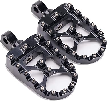 Hopider CNC Wide Foot Pegs 360 Roating MX Chopper Bobber Style for harley Dyna Sportster Fatboy Iron 883,Black