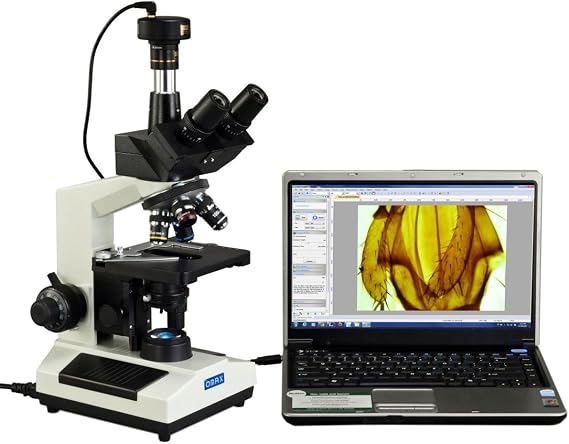 OMAX M837ZL-C30U 2500X Lab Trinocular Compound LED Microscope with 3MP | 40X-2500X Magnification Range 3MP CMOS Sensor USB 2.0 Connectivity Compound Biological Microscope Built-In LED