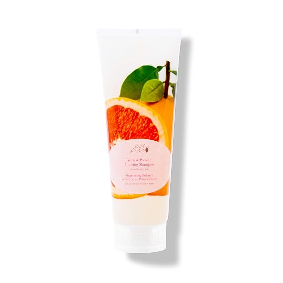 100% PURE Yuzu & Pomelo Glossing Shampoo & Hydrating Detox Helps Restore Vibrancy in Dry Dull Hair Revitalizing Shine & Body Healthy Growth for Women & Men, Vegan - 8 Fl Oz