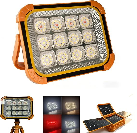 Portable LED Work Solar Light 100W 24000mAh 20000 LM with Stepless Brightness Job Site Battery Rechargeable LED Floor Light for Emergency Worklight for Hurricane (PRO)