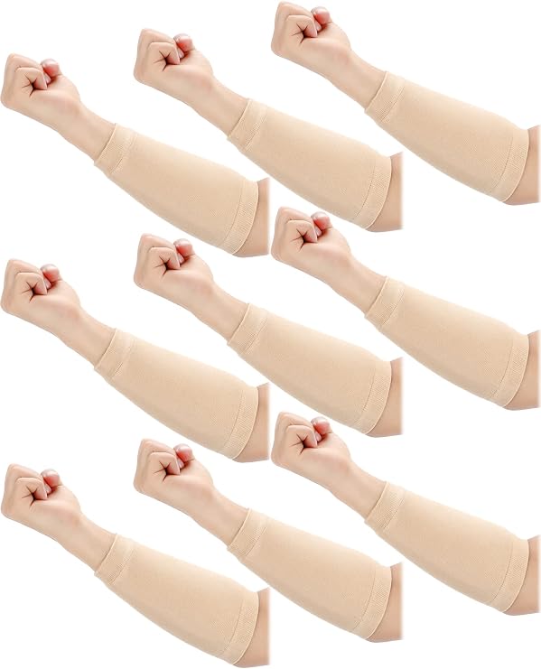 Janmercy 9 Pairs Arm Protectors for Thin Skin and Bruising Arm Guards Elderly Protective Sleeves for Gardener Working