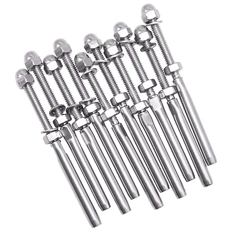 BLIKA 10 Pack 3/16" Cable Railing Swage Threaded Stud Tension End Terminal