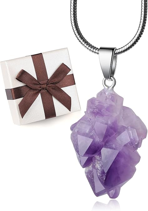 COAI Raw Crystal Amethyst Necklace for Women, Gemstone Necklace for Women