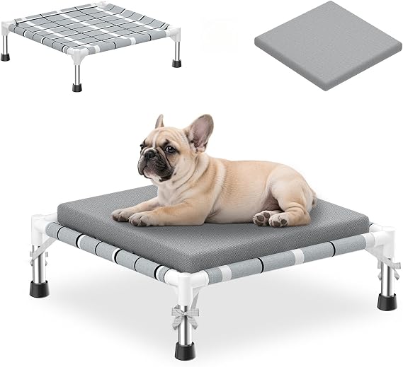 Elevated Dogs Bed with Cushion, Raised Cooling Lifted Outdoor Dog Mat Beds