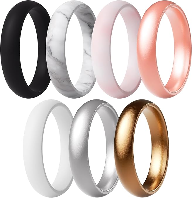 ThunderFit Silicone Bridal Rings Set for Women, Wedding Bands 5.5mm Wide