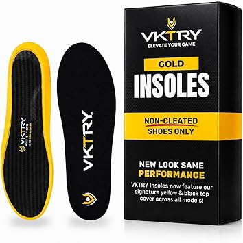 VKTRY Gold for Non-Cleated Shoes - Carbon Fiber Performance Insoles - Customized Athletic Inserts for Sports Basketball Volleyball Running & More | Shock Absorption US M2.5-3, W4.5-5,lt;120lbs