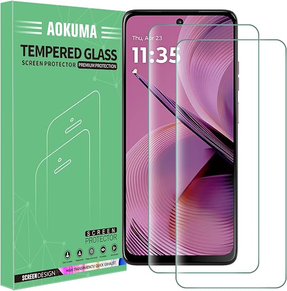 AOKUMA Tempered Glass for Motorola Moto G55 Screen Protector, [2 Pack] Premium Quality Guard Film, Case Friendly, Shatterproof, Shockproof, Scratchproof, Oilproof