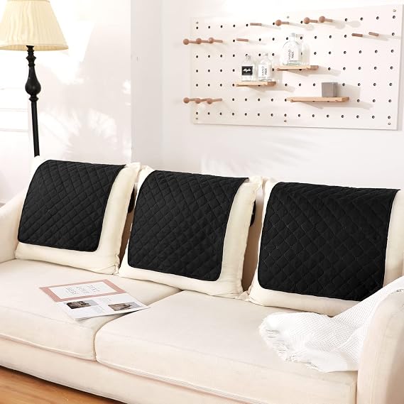 Moukeren 3 Pcs Recliner Headrest Cover for Sofa Chair Couch,Black