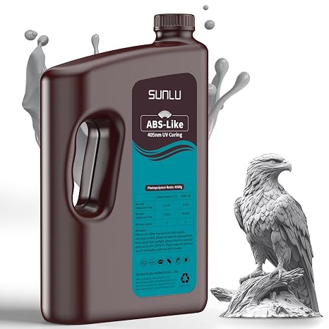 SUNLU 4 kg ABS Like Resin 3D Printer Resin Grey Higher Strength and Toughness ABS Like Resin High Precision & Low Shrinkage 405 nm UV-Curing Resin for Resin 3D Printer Grey 4000 g