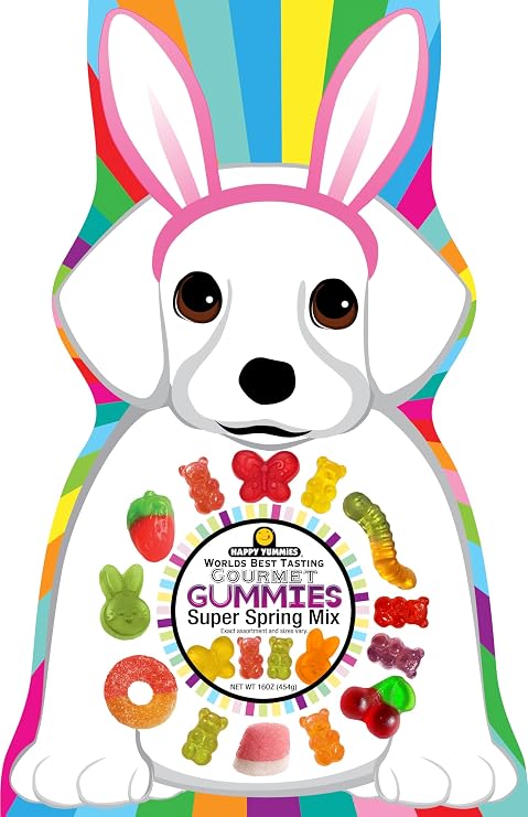 Happy Yummies Gummies, Adorable Gourmet Gummies in a Puppy Shaped Bag - Delicious Assorted Flavors Candy Snacks for Spring Celebrations, Perfect Holiday Treat, Family-Friendly Snack, 1 Lb Bag