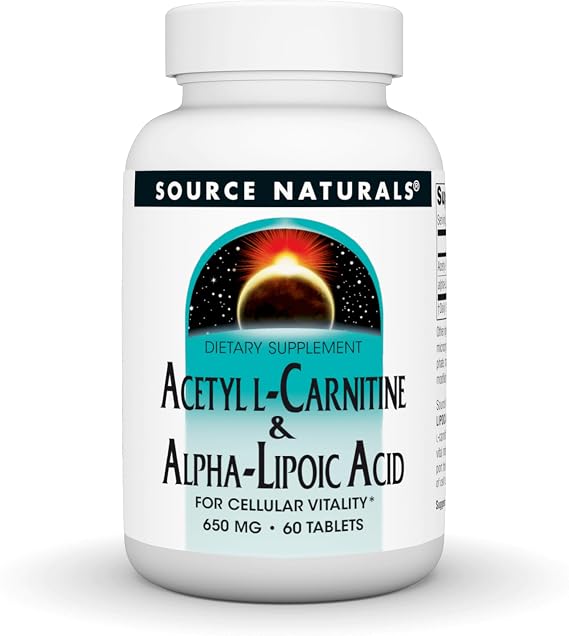 Source Naturals Acetyl L-Carnitine & Alpha-Lipoic Acid, 650 mg - 60 Tablets | For Cellular Vitality*