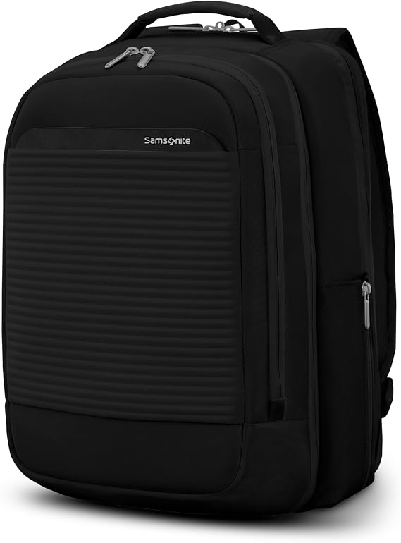 Samsonite Paralux 2-in-1 Travel Backpack, Converts into Main Bag + Go Bag, Lay-Flat Packing, StackItTM Strap, Laptop Sleeve & Integrated AirTagTM Holder - Business & Adventure Travel Bag - Black