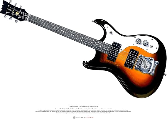 George Morgan Illustration Kurt Cobain's Mosrite Gospel MKIV guitar ART POSTER A2 size