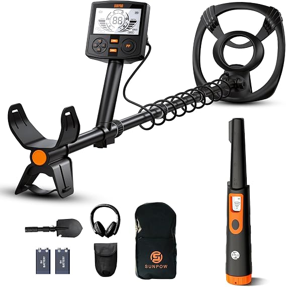 SUNPOW Metal Detector MD14 + Metal Detector Pinpointer MD08 for Adults & Kids