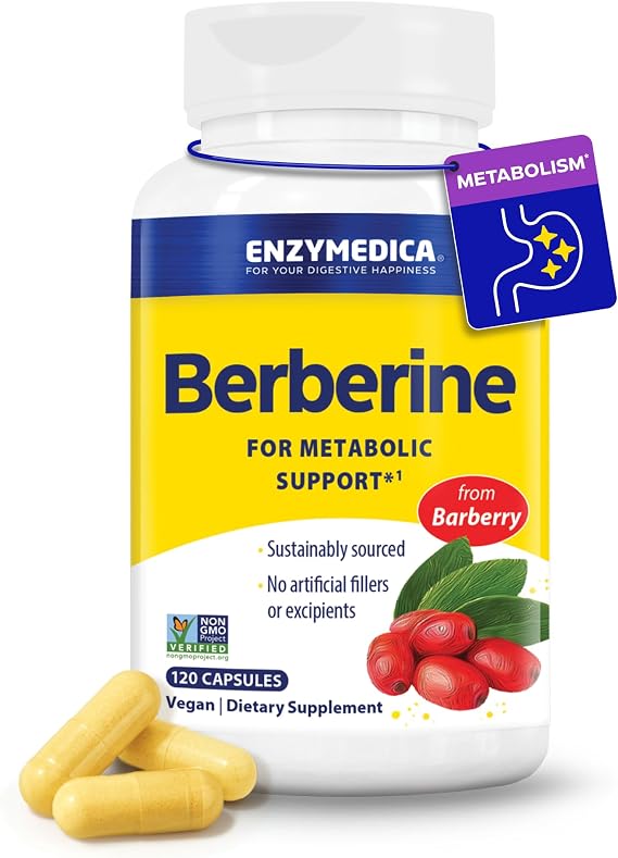 Enzymedica Berberine HCl Supplement 510 mg - 120 Targeted Release Caps