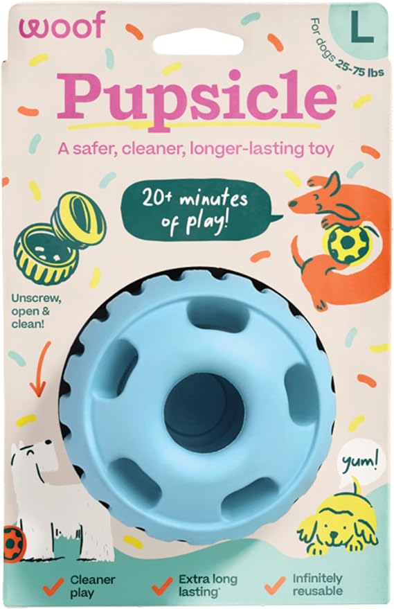 WOOF Pupsicle Interactive Dog Ball Toy for Dogs Large 25-75 lbs - Blue