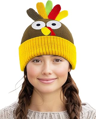 Thanksgiving Turkey Beanie Hats - Knitted Hat for Women & Men - Turkey Trots, Dress Up, Party Favor Supplies