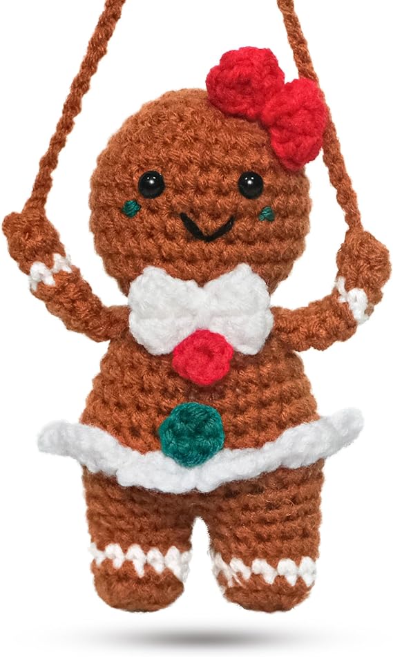OASSIE Gingerbread Christmas Decorations Crochet - Gingerbread Girl Emotional Support Crochet - Teen Girl Gifts Trendy Stuff, Stocking Stuffers Gifts for Teen Girls Daughter Granddaughter Kids Friend