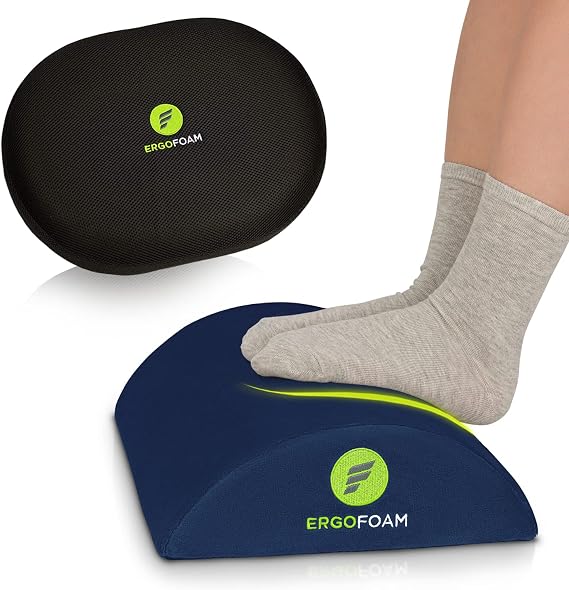 ErgoFoam Regular Foot Rest (Velvet, Blue) and Orthopedic Donut Pillow Bundle