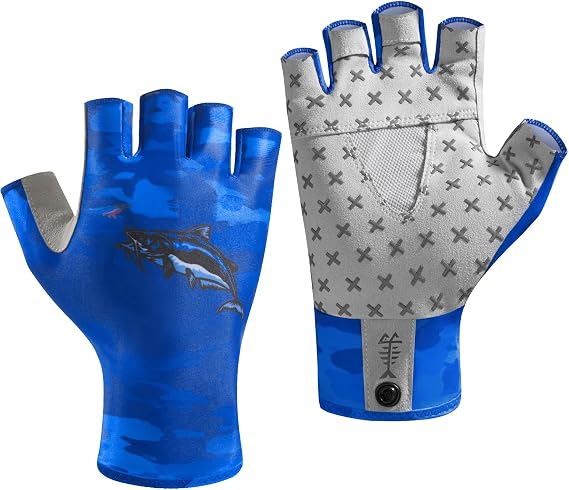 BASSDASH Unisex UPF 50+ Half Finger Sun Gloves Fingerless Breathable UV Protection for Fishing Hiking Kayaking Rowing FG02