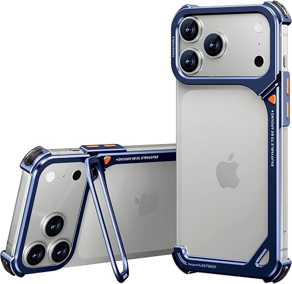 OATSBASF 9 Case for iPhone 17 Pro Max Bumper Case Metal Blue