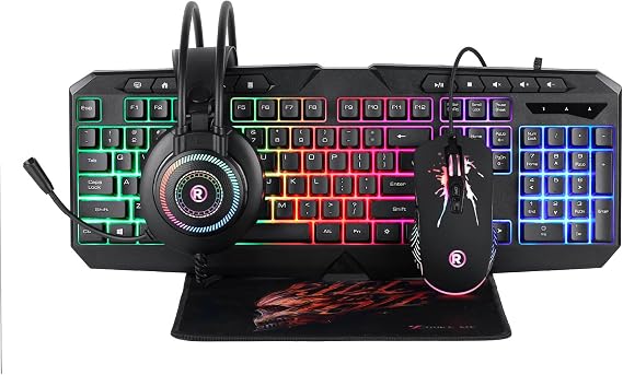 RadioShack Gaming Combo Set RGB Keyboard Mouse Headset Mouse Pad