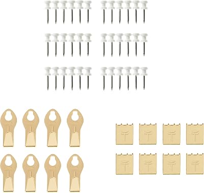 Takker Refill Accessory Kit Set - 36 Takker Refills, 8 x Picture Hooks, 8 x Canvas Hangers - for Drywall, Plasterboard Wood & Fencing, Hanging Pictures Canvas Prints Clocks Kitchen Utensils and Tools