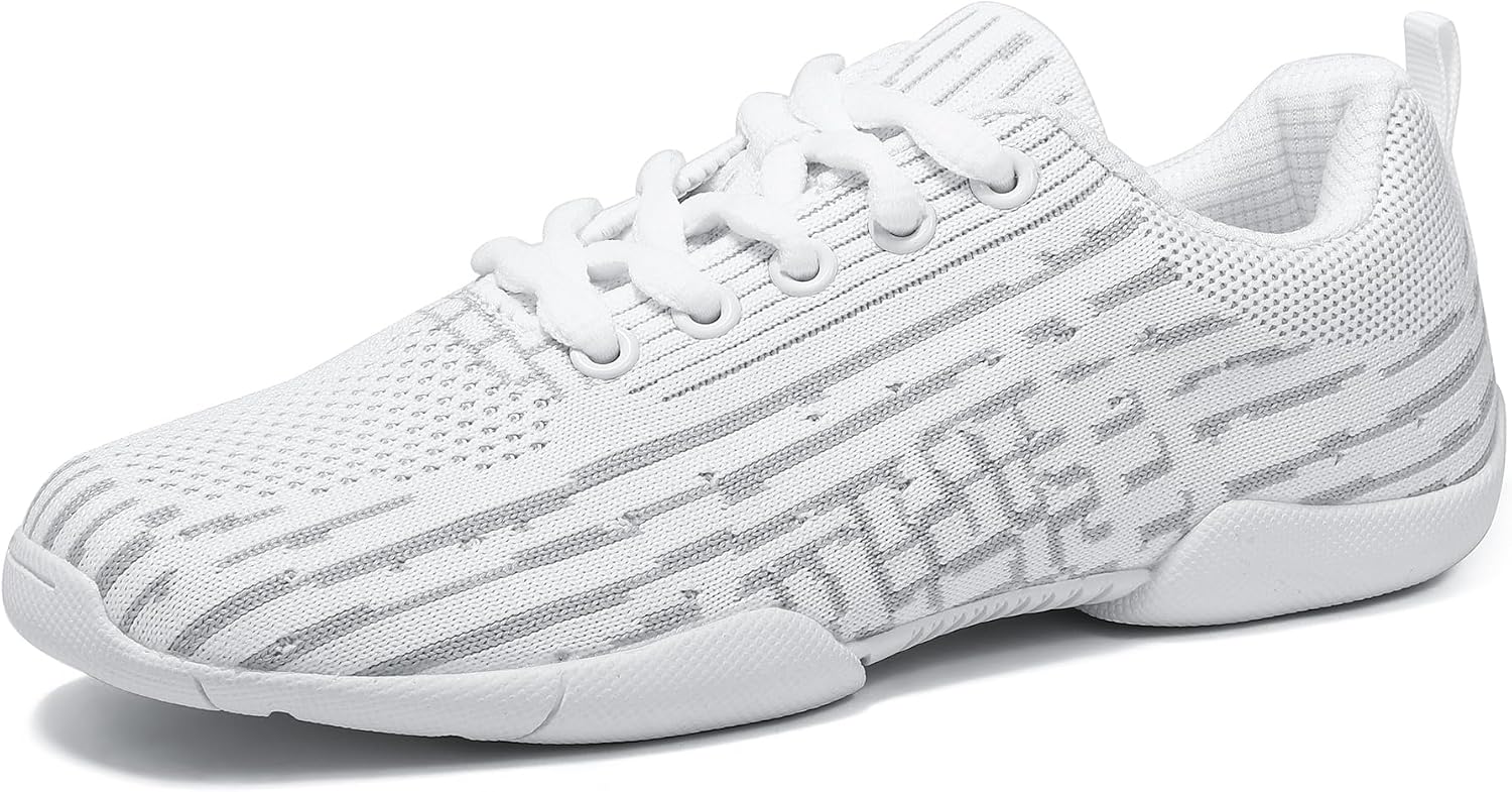 Girls Cheer Shoes White Cheerleading Lightweight Sneakers Kids Athletic Training Dancing Shoes