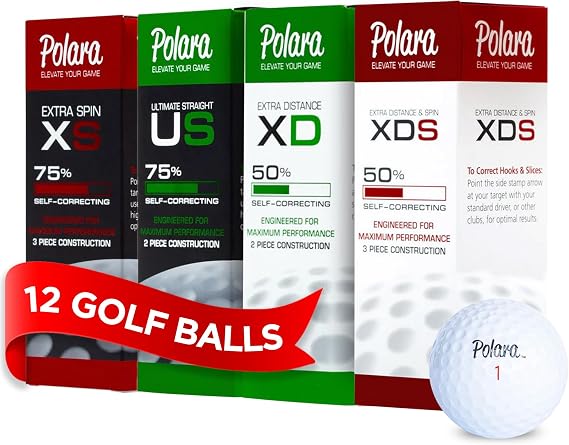 Polara Self-Correcting Golf Balls High-Performance Golf Balls with Soft Feel, Anti-Slice & Hook Correction, Exceeds USGA Limits, Dimple Design for Maximum Distance, Golf Accessories for Men & Women