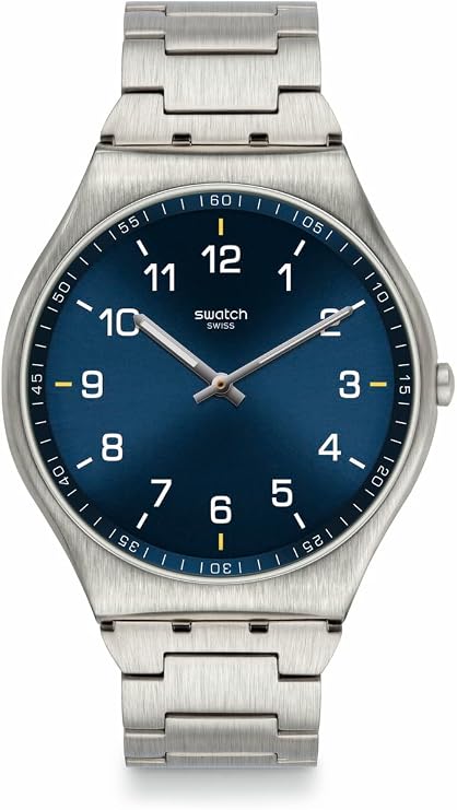 Swatch Skin Irony 42 Unisex Watch Casual Plastic Grey Quartz Waterproof Skin Suit Blue
