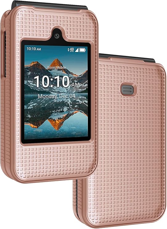 Grid Series for Consumer Cellular Iris イージー フリップ スマホケース ローズゴールド ピンク