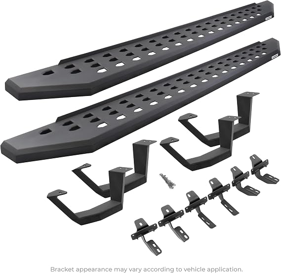RealTruck RB20 Running Boards, Mounting Brackets, 2 Pair of Drop Steps | Galvanized Steel, Textured Black | 6943068020PC | Fits 2019-2024 Ram 1500 Quad Cab New Body Style Only