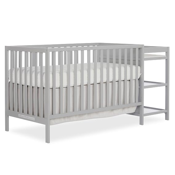 Dream On Me Synergy 3-in-1 Convertible Crib with Changing Table, Pebble Grey