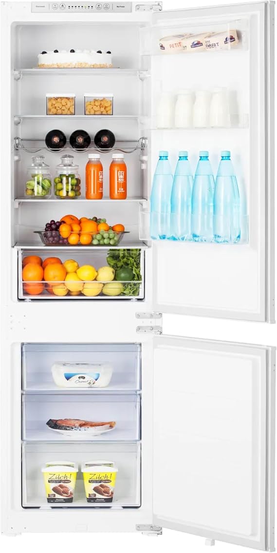 Teknix BITH70FF 70/30 Integrated Fridge Freezer - Built-in with 246L Capacity - Total No Frost - Digitals Controls - White, H176.8 x W54.0 x D54.0 (cm) [Energy Class E]