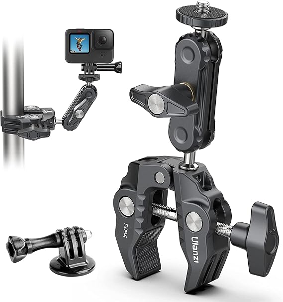 ULANZI Super Clamp Camera Clamp Mount Monitor 360 Ballhead Magic Arm Double Ball Head Adapter with 1/4"-20 & 3/8"-16 Thread for Canon Nikon DSLR Camera/Gopro/LED Lights/Ronin-M/Ronin MX/Freefly MOVI