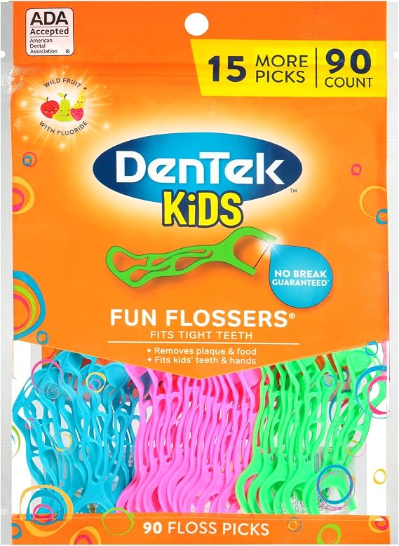 Lil Critters Kids Fiber Gummies, 90 Count & DenTek Kids Fun Flossers, Wild Fruit, 90 Count