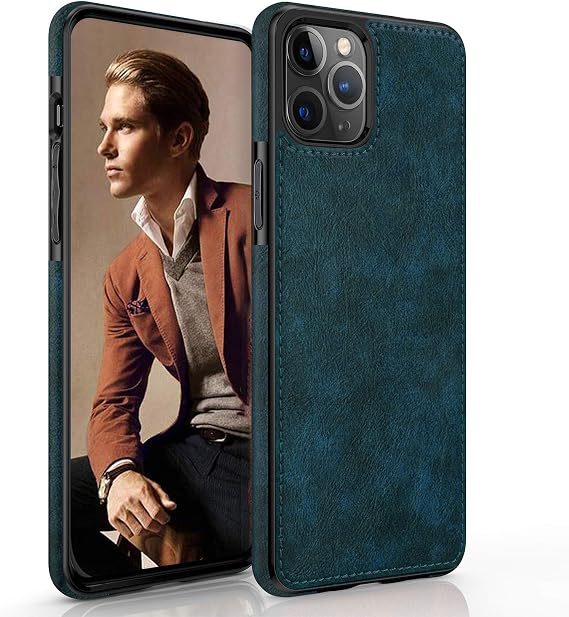LOHASIC for iPhone 12 Pro Max Case Leather, Slim Phone Case, Vintage Blue